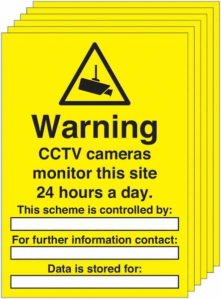 6-Pack Warning CCTV Cameras Monitor This Site Write On Signs