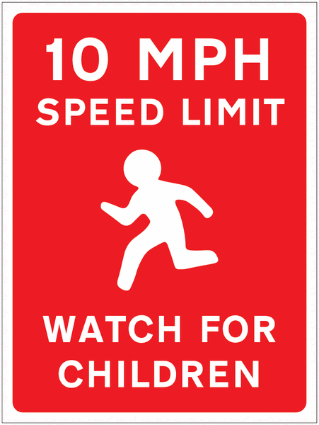 Car Park Speed Limit Signs – 10 MPH Watch for Children