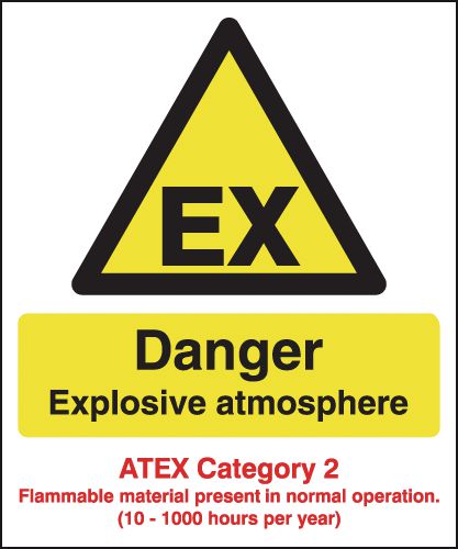 Danger Explosive Atmosphere – Atex Category 2 Signs