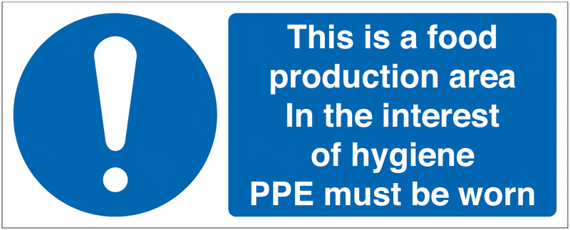 Food Production Area/PPE Must Be Worn Sign
