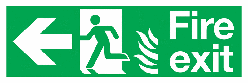 HTM65 Fire Exit NHS Signs – Running Man Left/Arrow Left