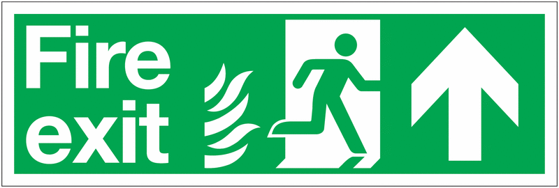 HTM65 Fire Exit NHS Signs – Running Man Right/Arrow Up