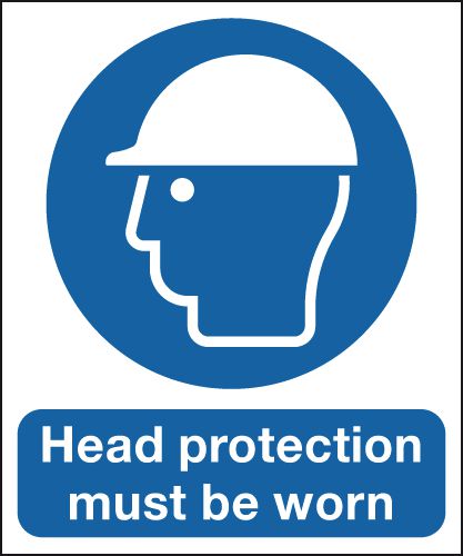 Head Protection Must Be Worn ISO 7010 Signs – Single