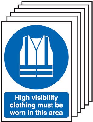 Hi Vis Clothing Must Be Worn In This Area 6-Pack Signs