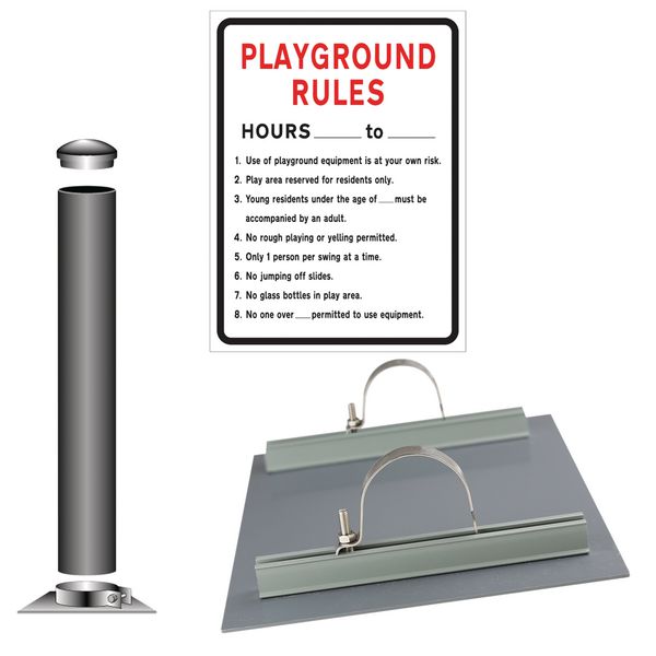 Playground Rules in Set Hours – School Sign Installation Kit